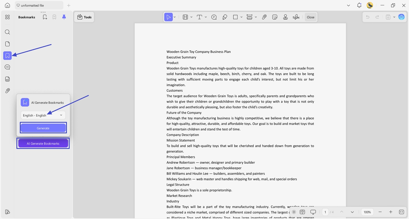 access ai bookmark updf feature