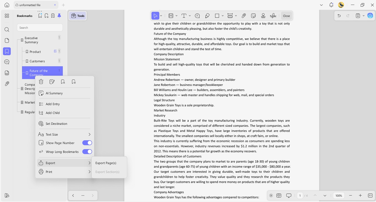  exporting updf bookmarks as pages
