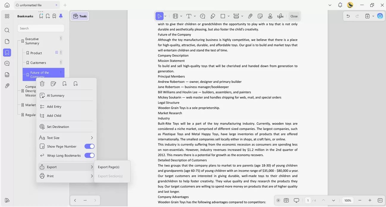  exporting updf bookmarks as pages