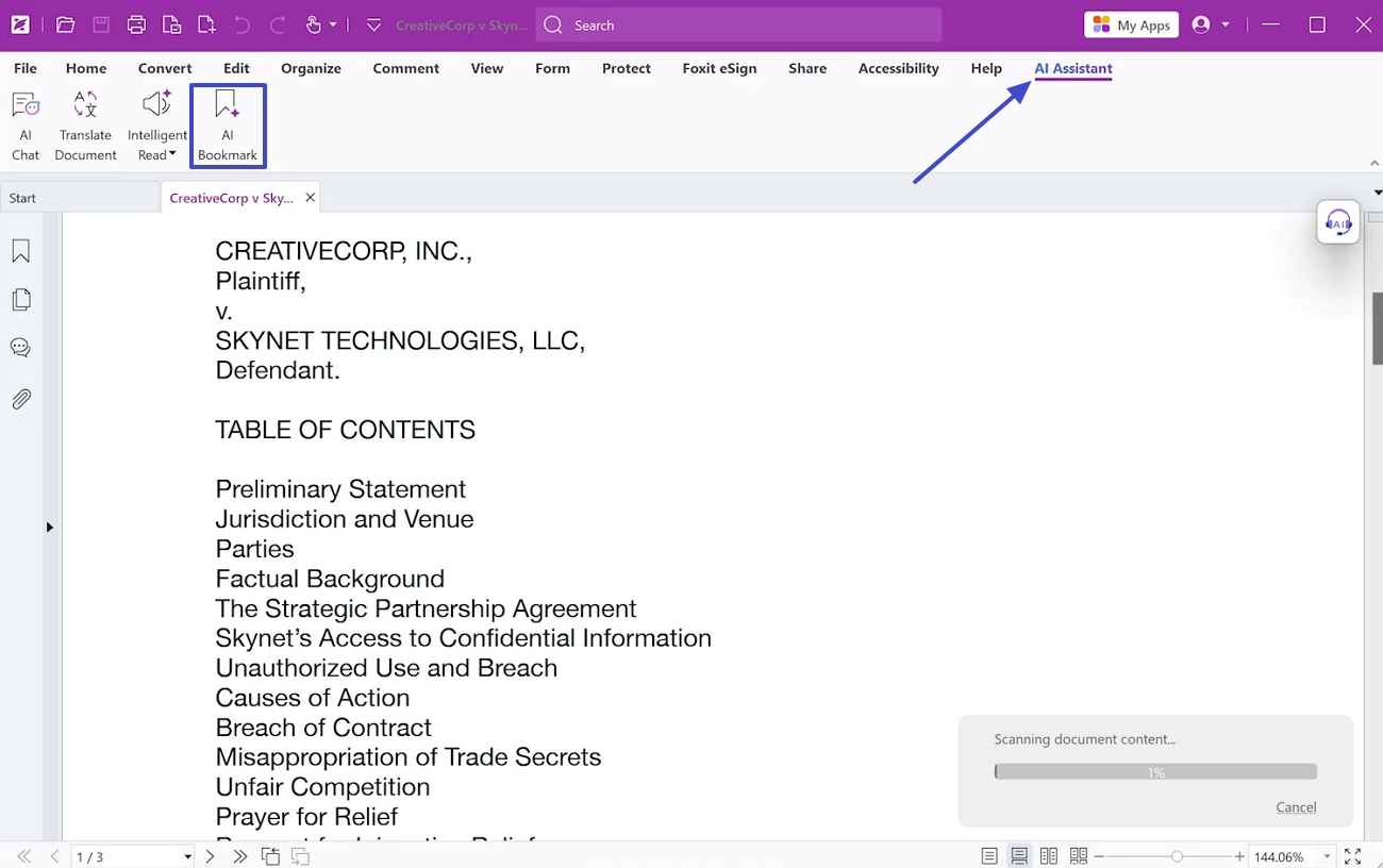 الوصول إلى ميزة إشارات AI المرجعية في Foxit PDF