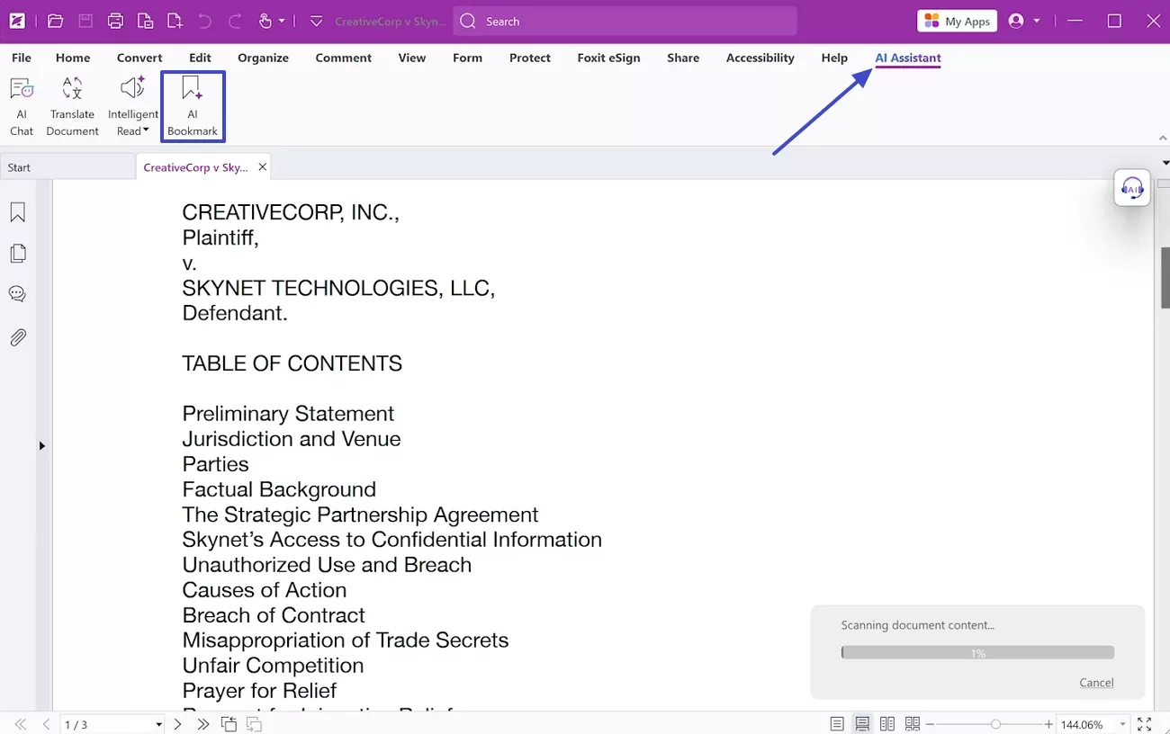 access ai bookarks foxit pdf feature