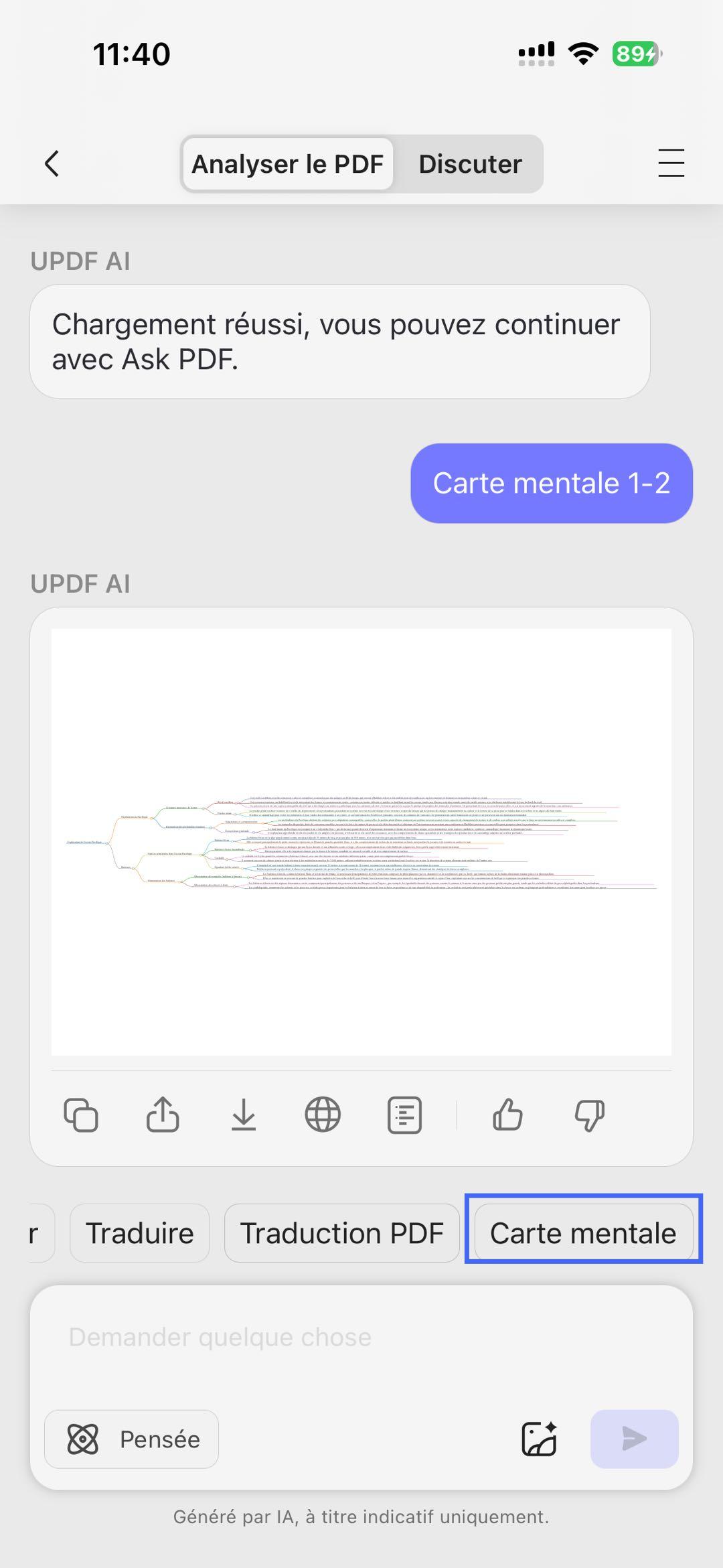 ios updf ia générer carte mentale