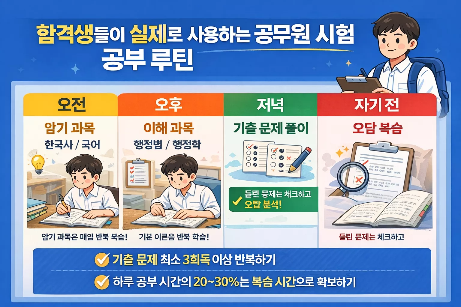 합격생들의 공무원 시험 공부 루틴을 유지하세요