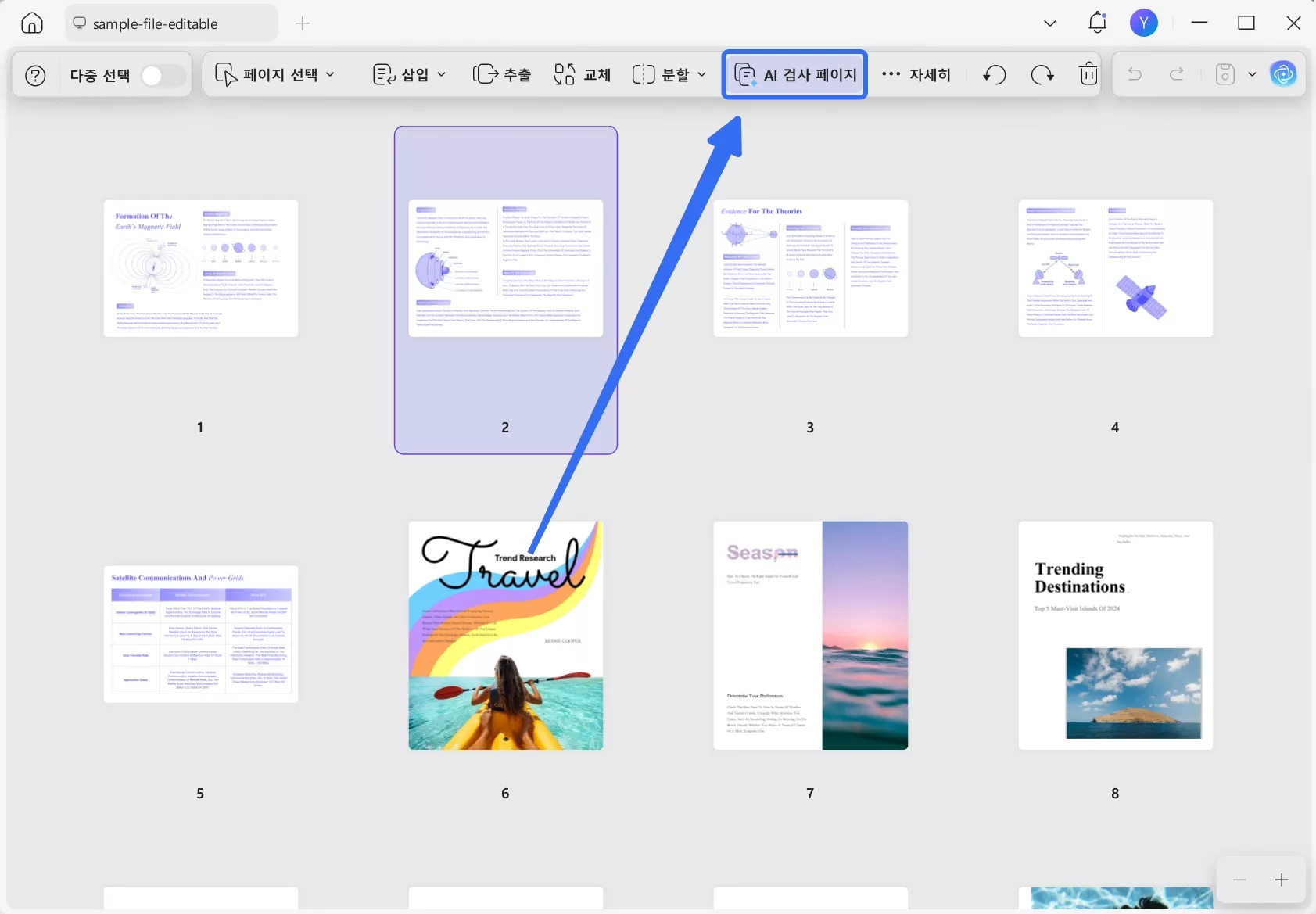 AI 검사 페이지 선택