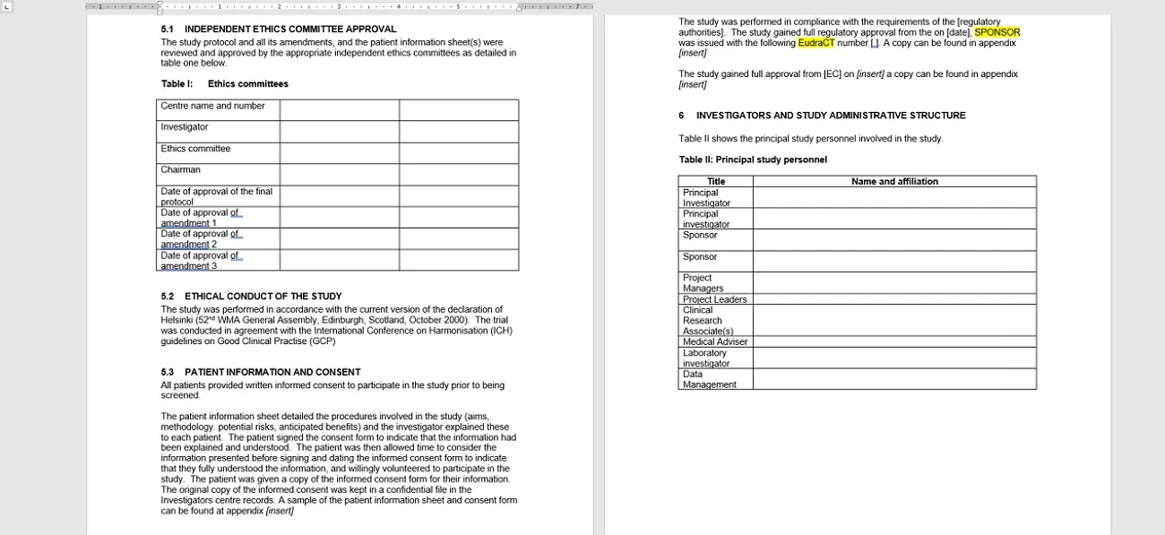 industry templates and professional benchmarks