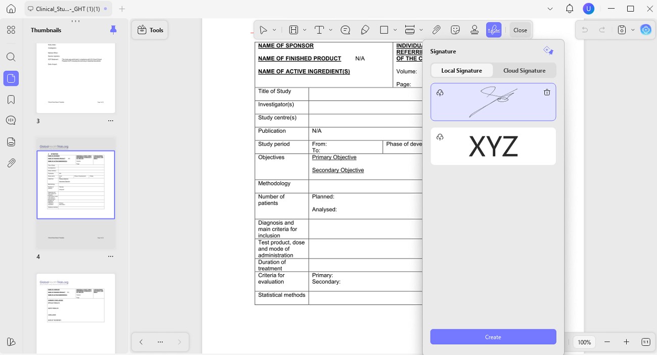 updf electronic signature for document