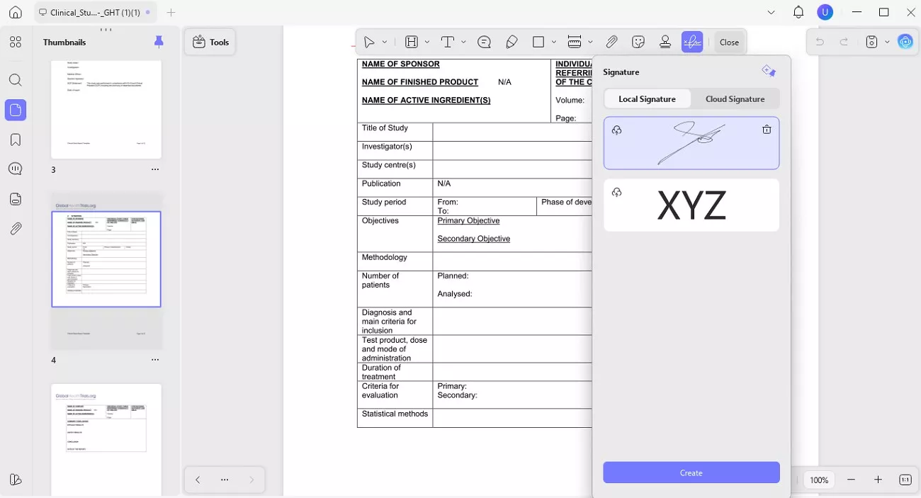 updf electronic signature for document