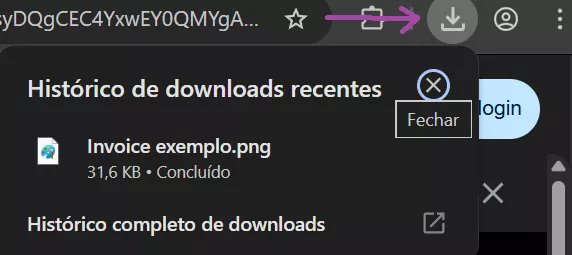 Clique no ícone de download de arquivo no Chrome