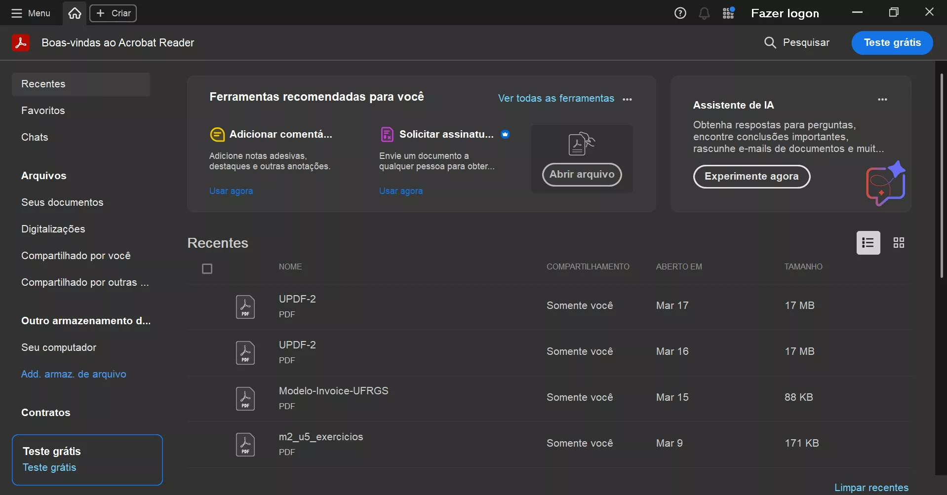 Clique no X para fechar o Adobe Acrobat