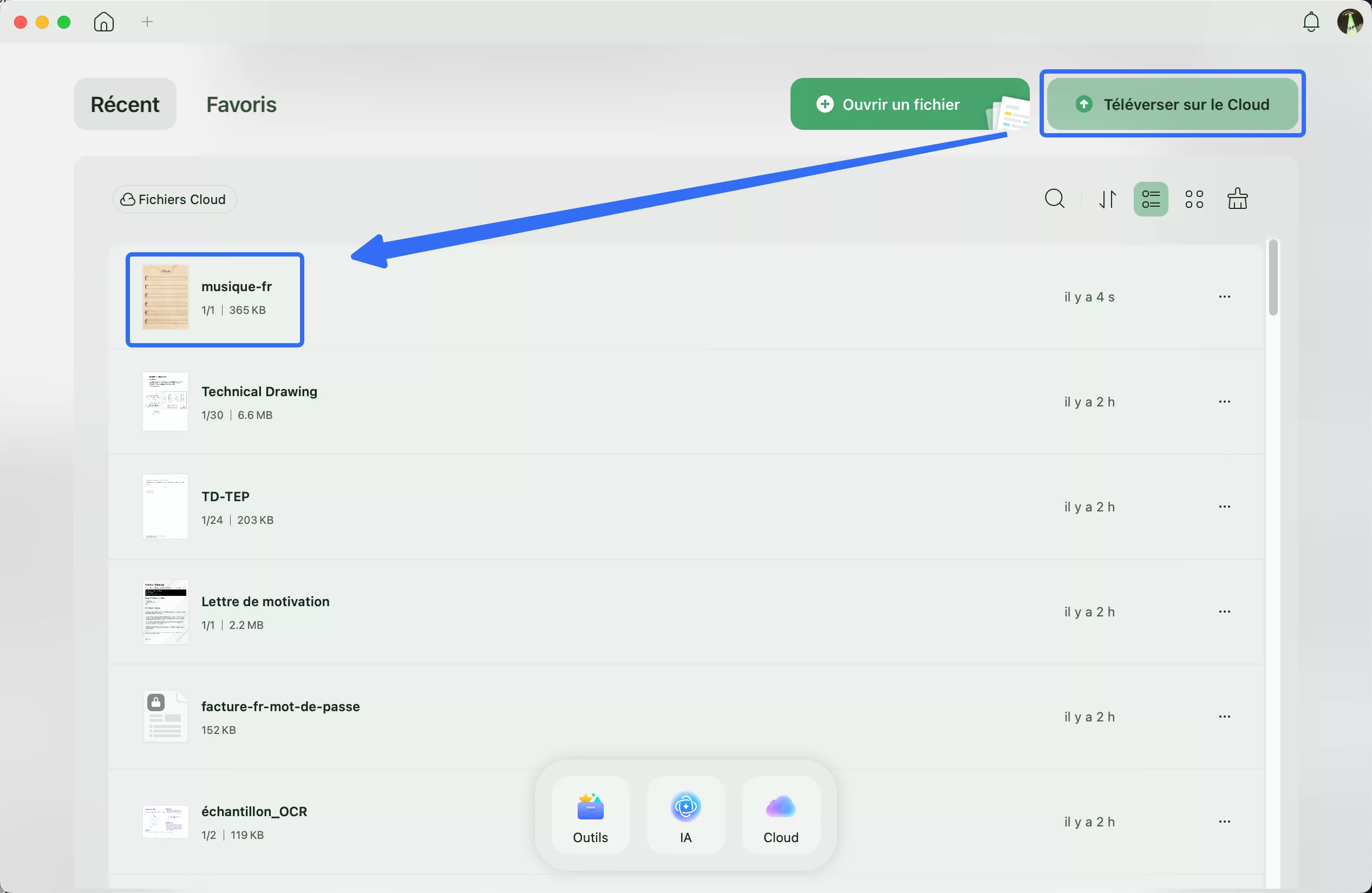 Télécharger le modèle de partition musicale sur le cloud updf