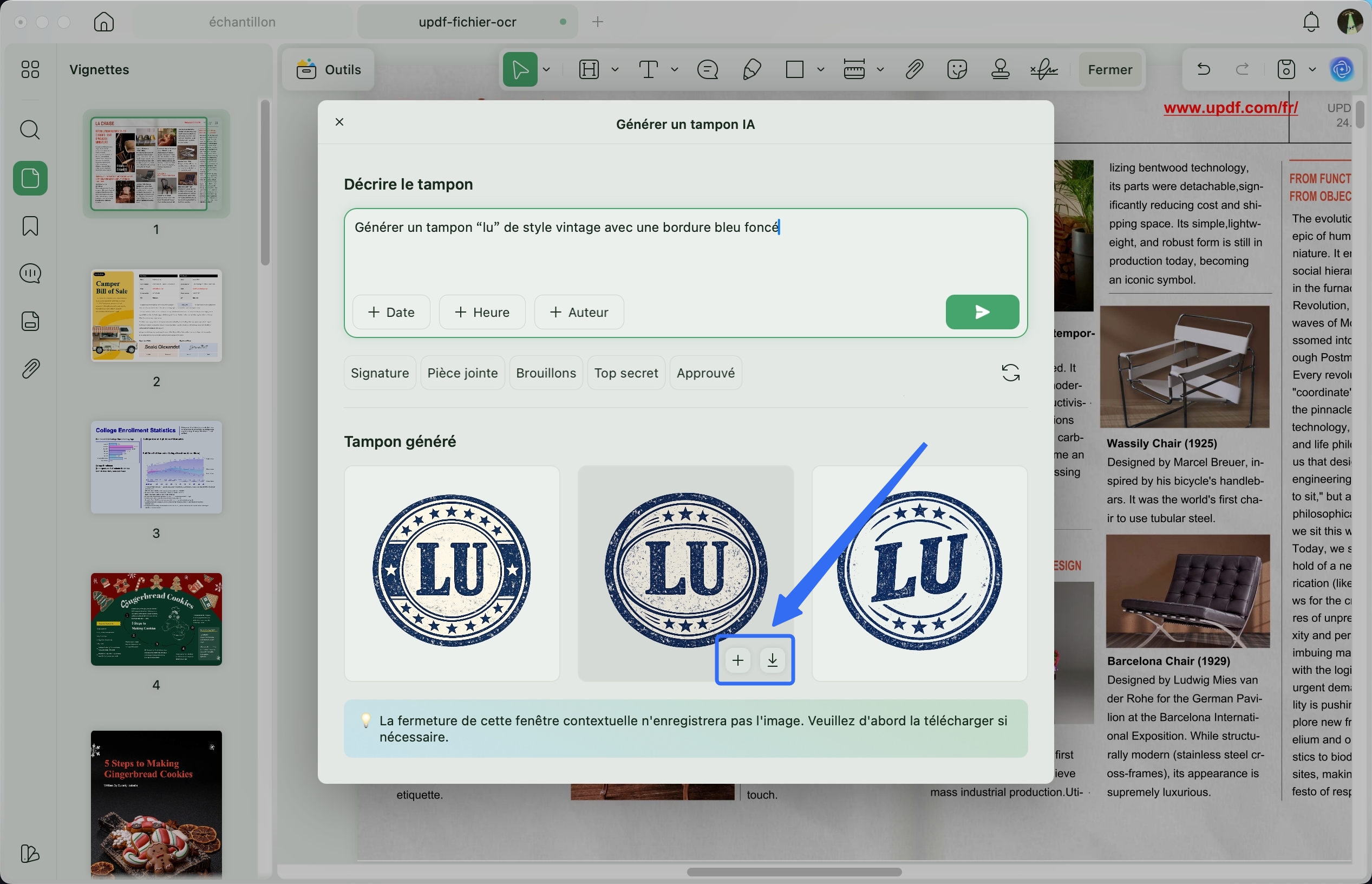 télécharger ou ajouter les timbres au format PDF