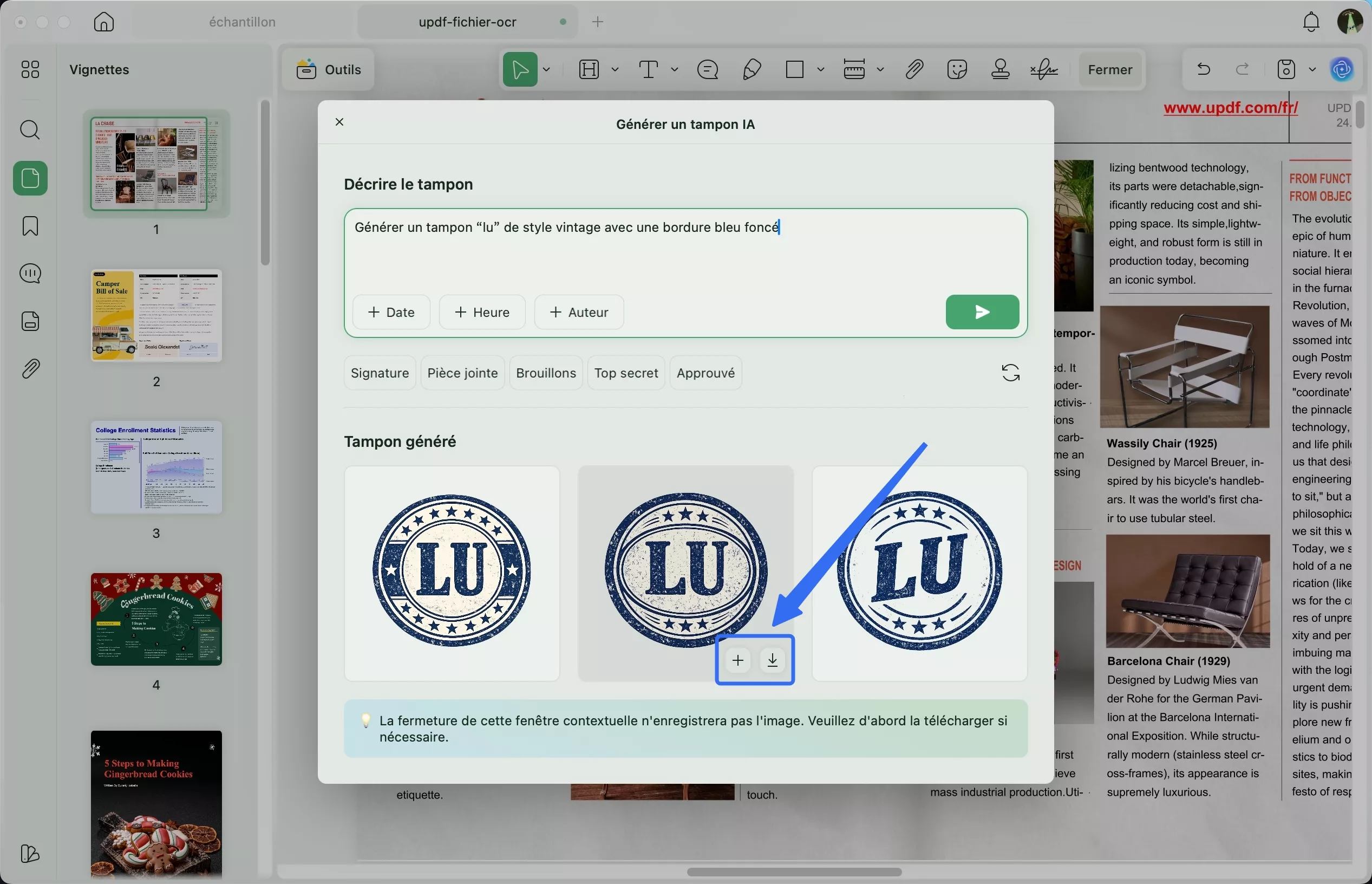 télécharger ou ajouter les timbres au format PDF