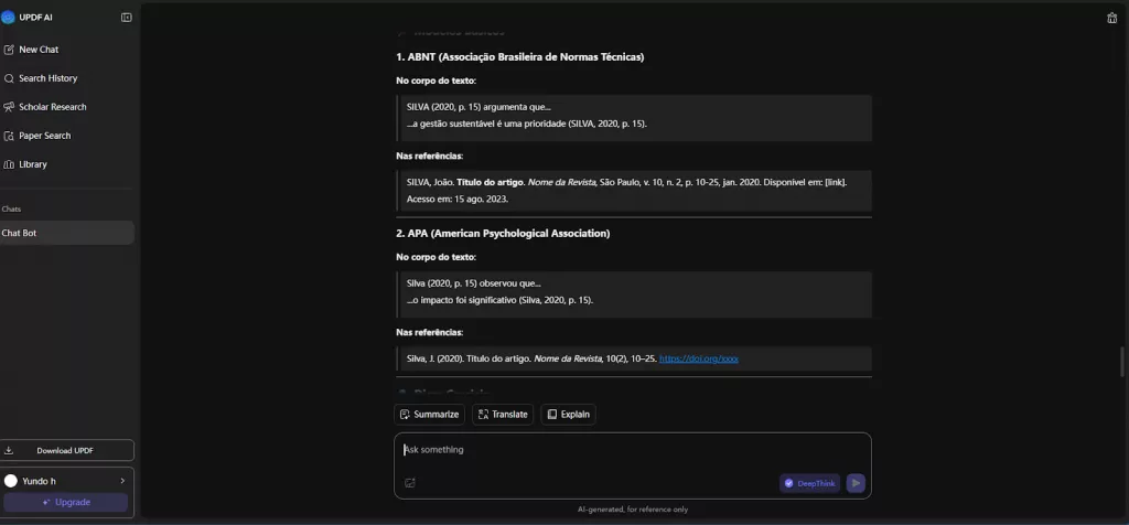 pesquisa acadêmica do updf