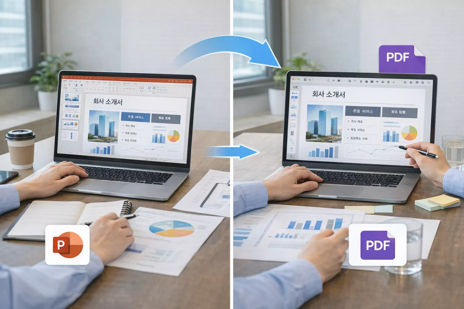 PPT로 만든 회사 소개서를 PDF로 변환해 깔끔하게 정리하는 과정을 확인해보세요