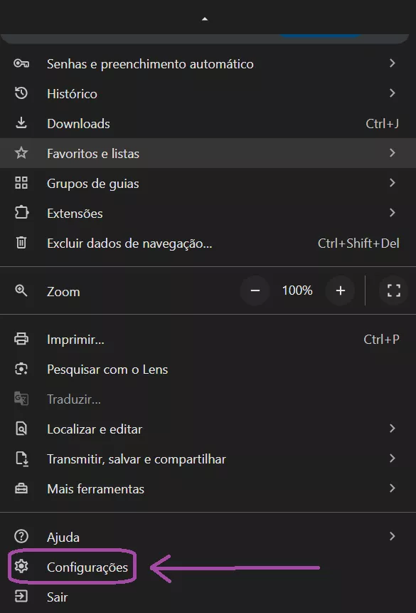 Configurações do Chrome
