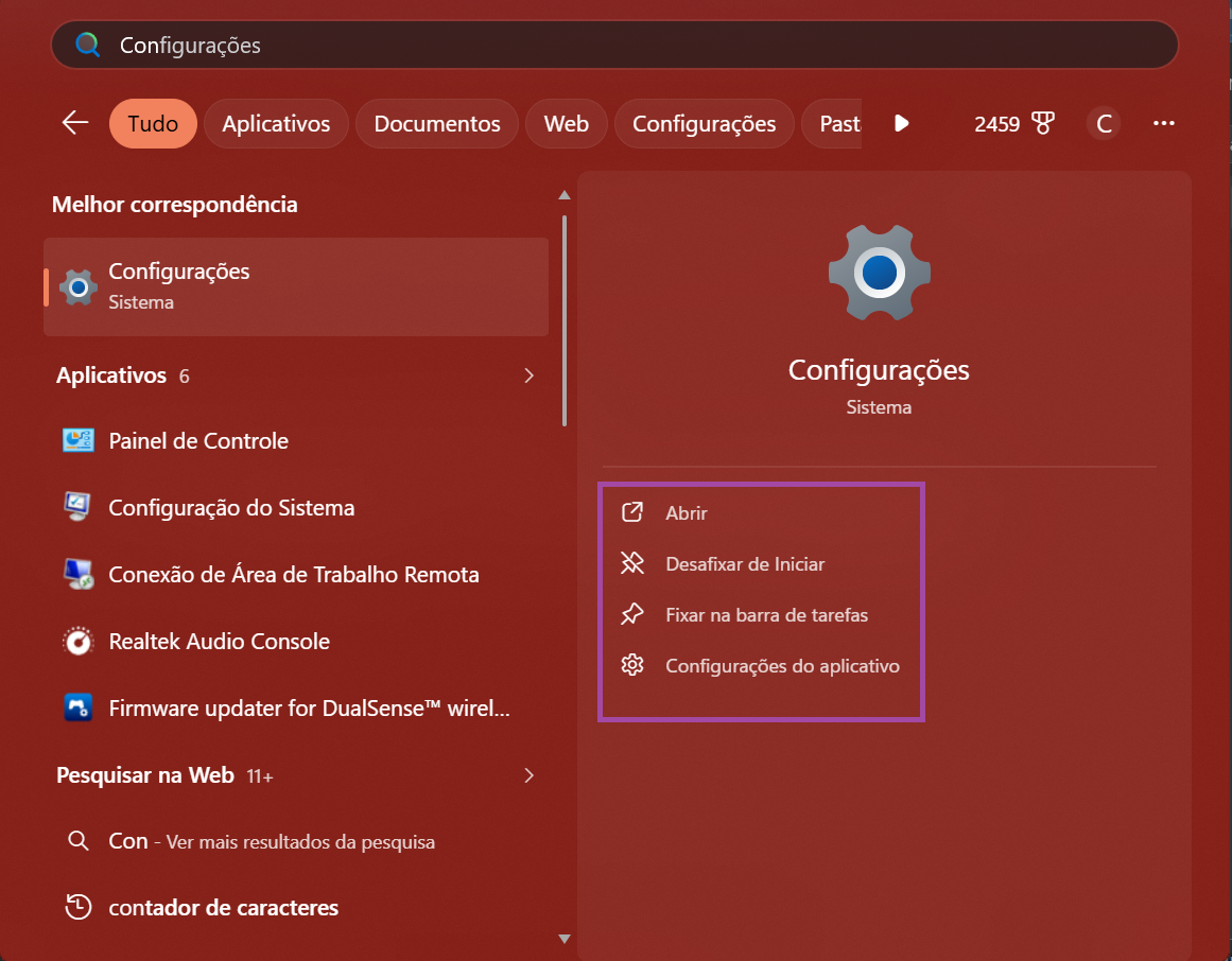 Configurações do Windows