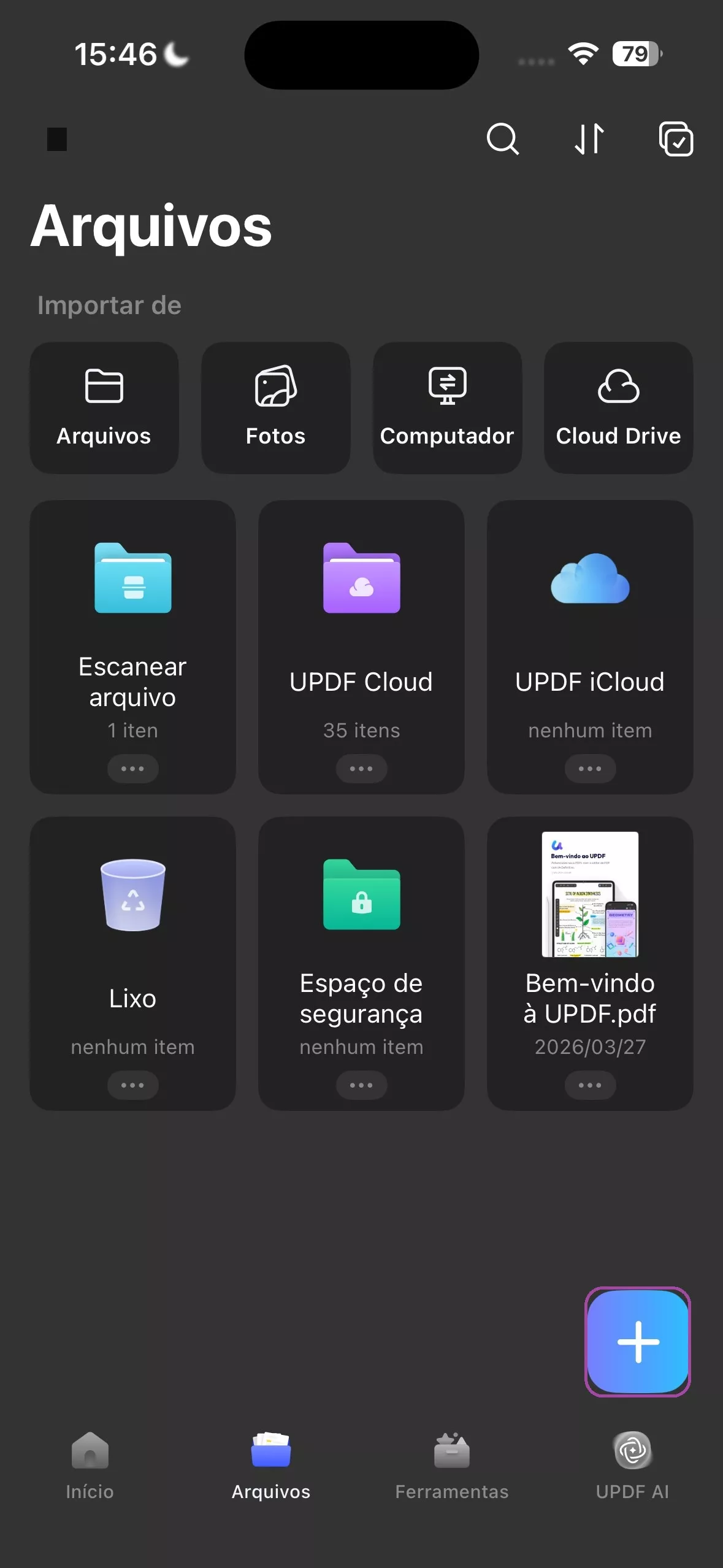 Continue para importar PDF no UPDF