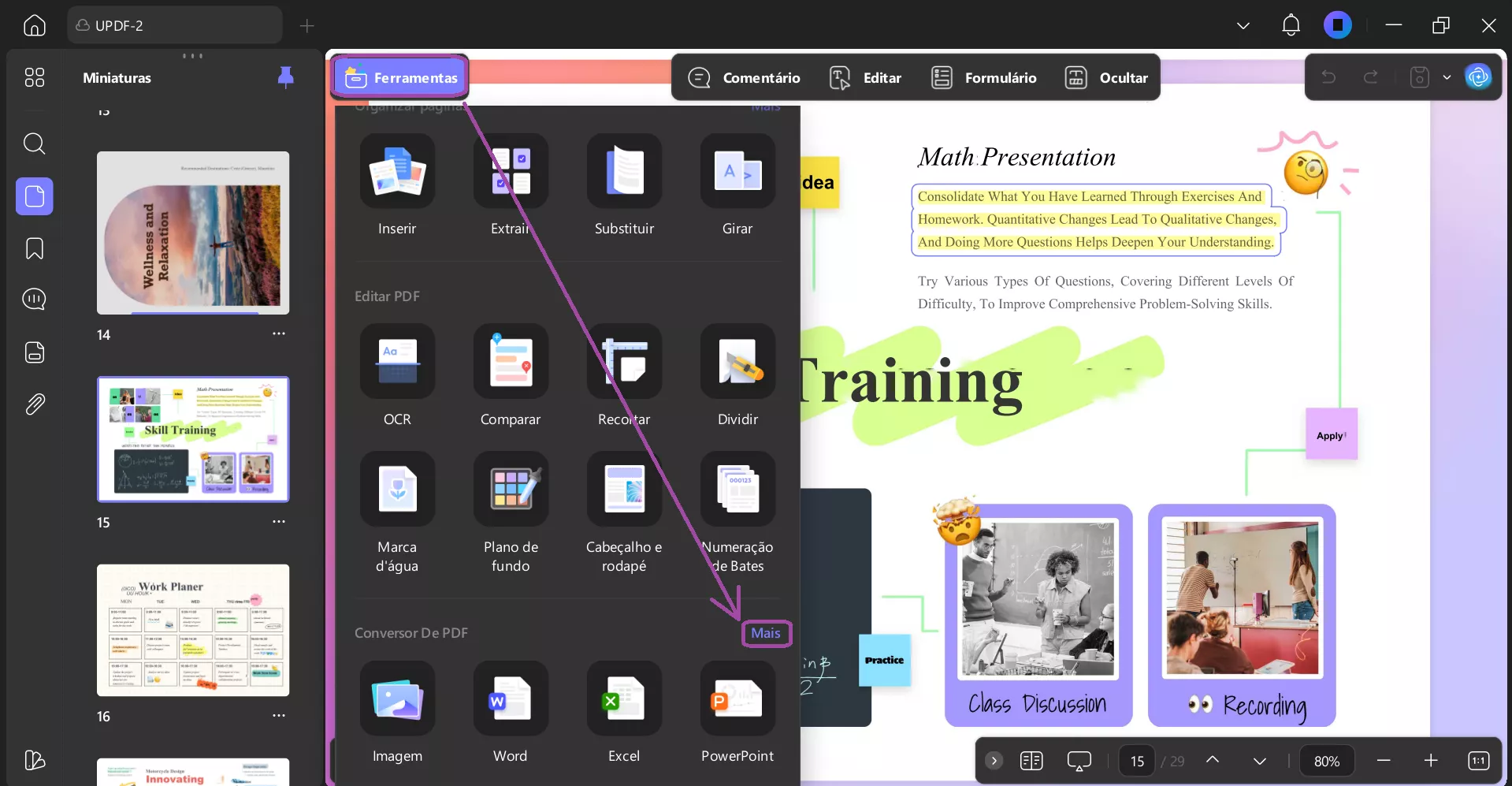 Selecionar o formato de saída no UPDF