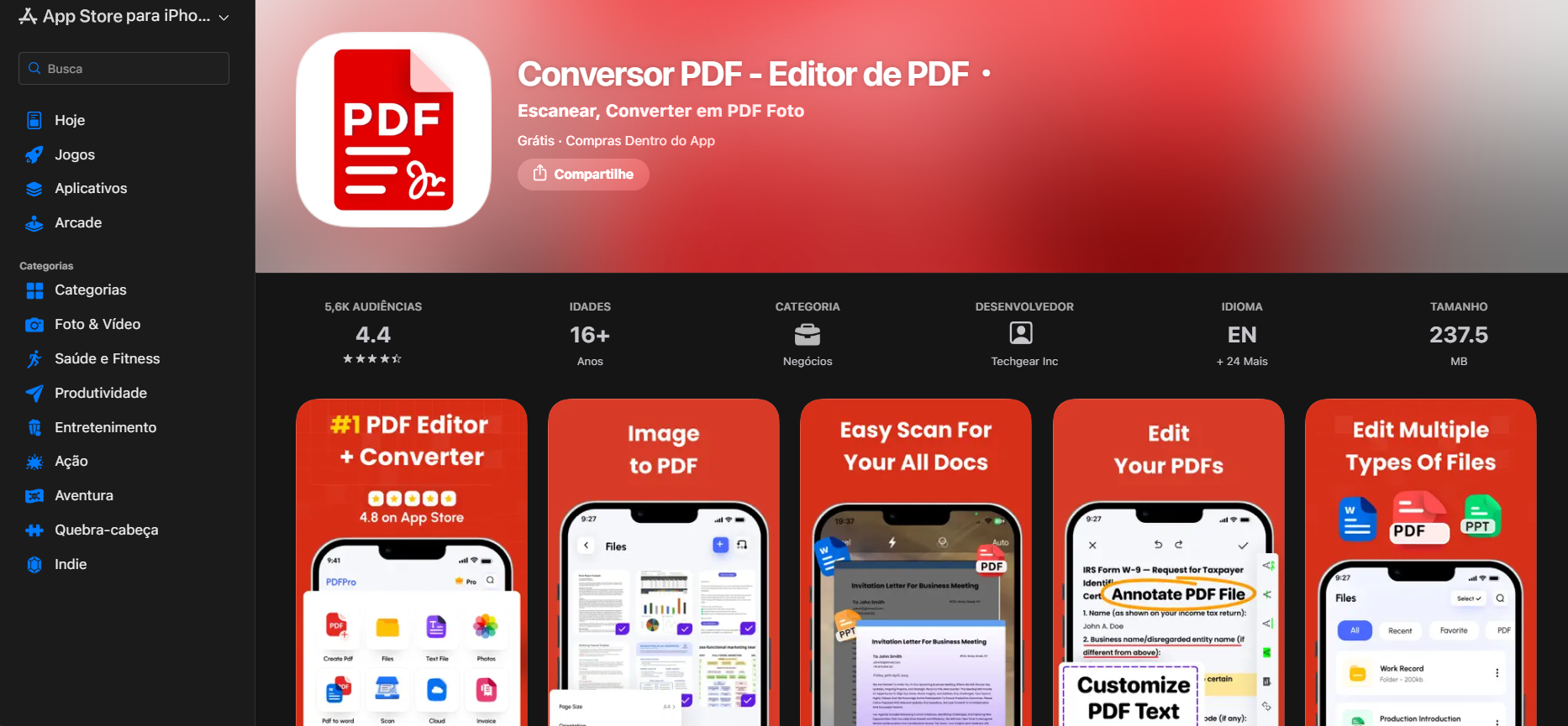 Conversor de PDF e scanner de PDF