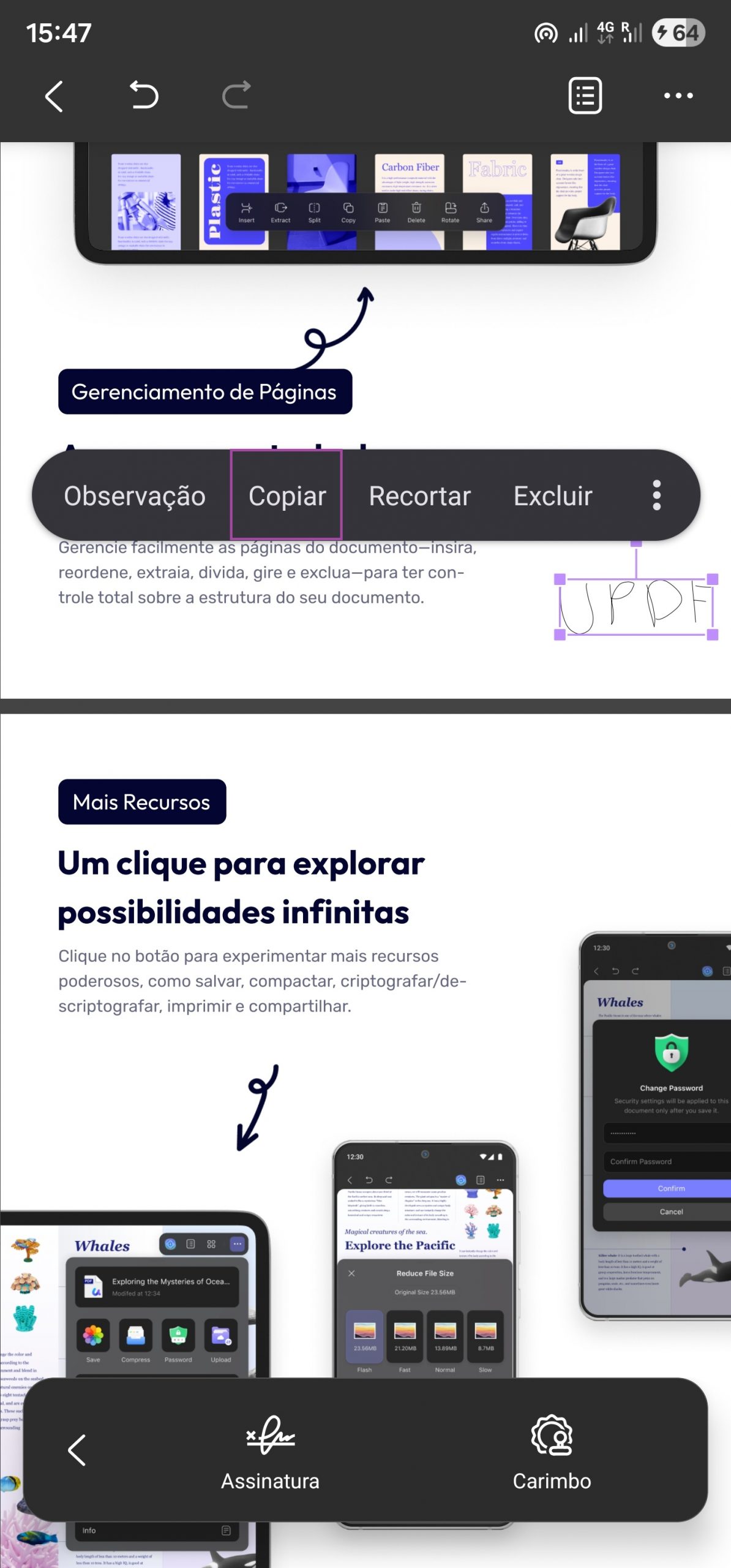 copiar assinatura updf mobile
