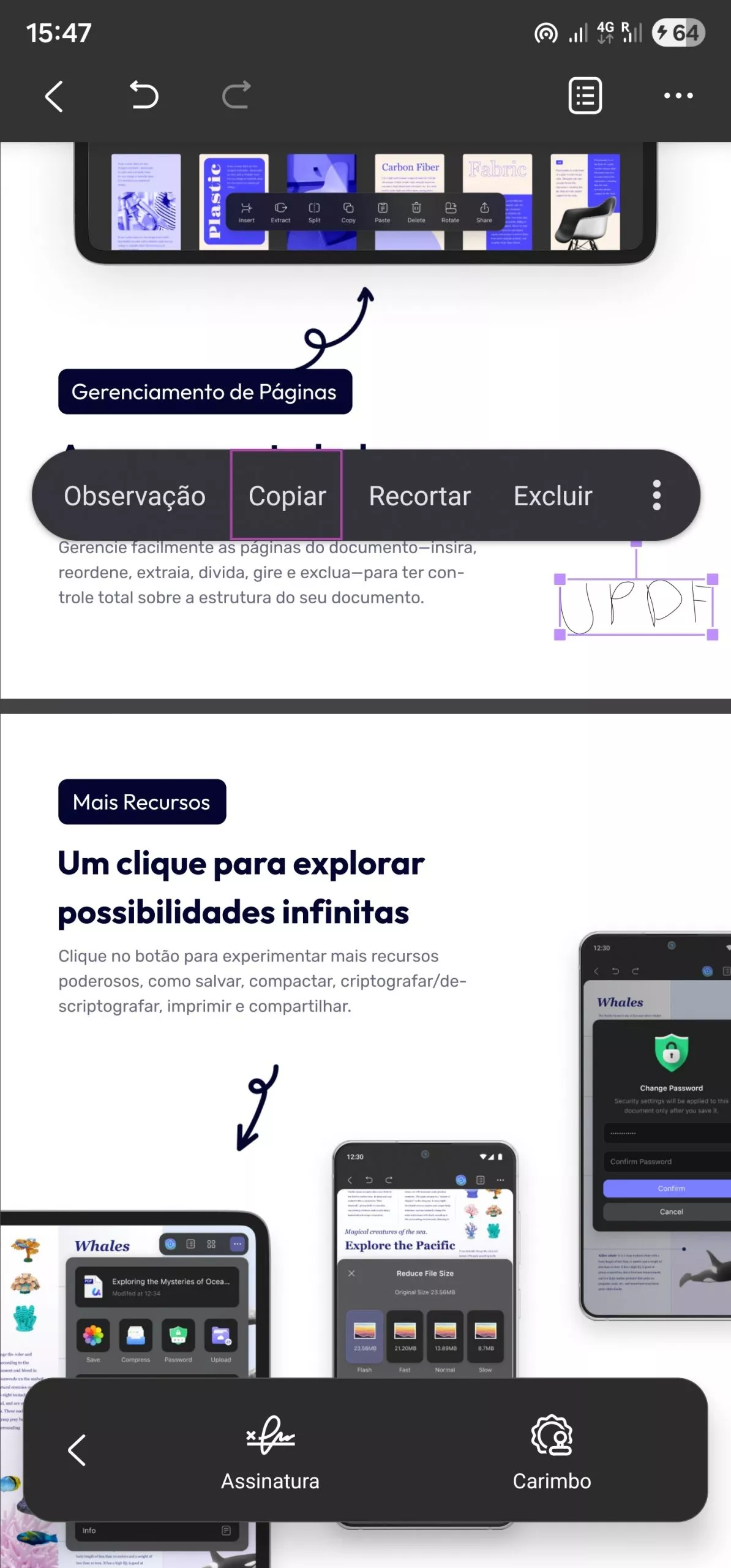 copiar assinatura updf mobile