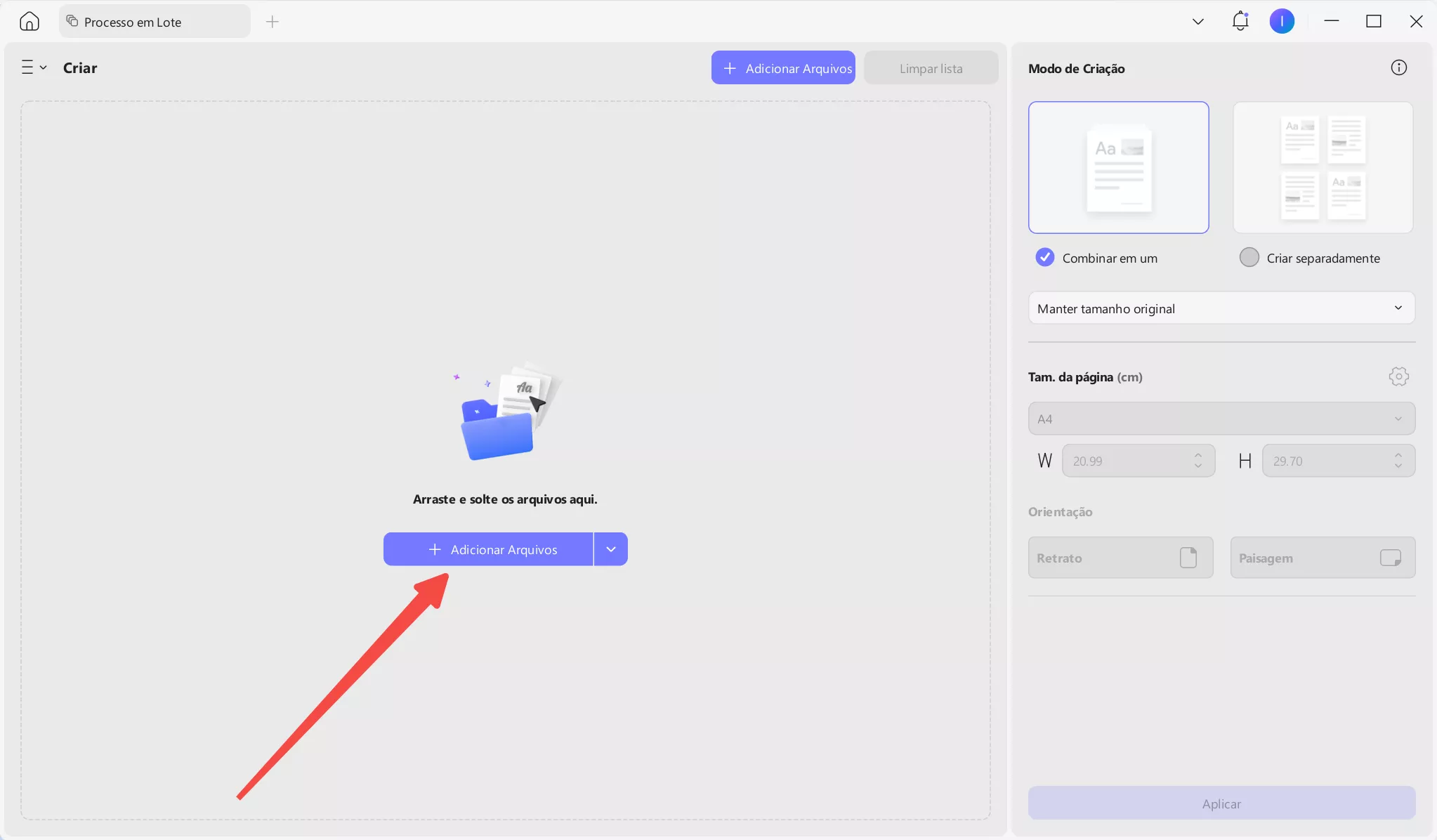 Adicione arquivos para criar PDFs em lote – UPDF