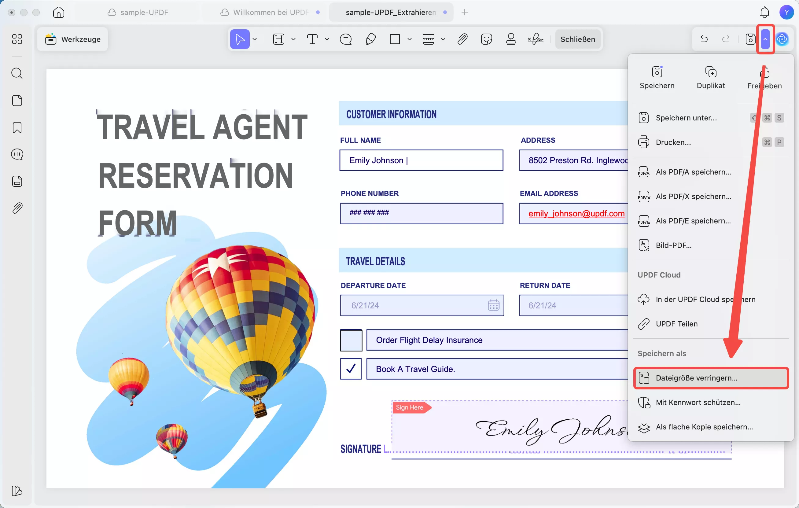 Dateigröße verringern