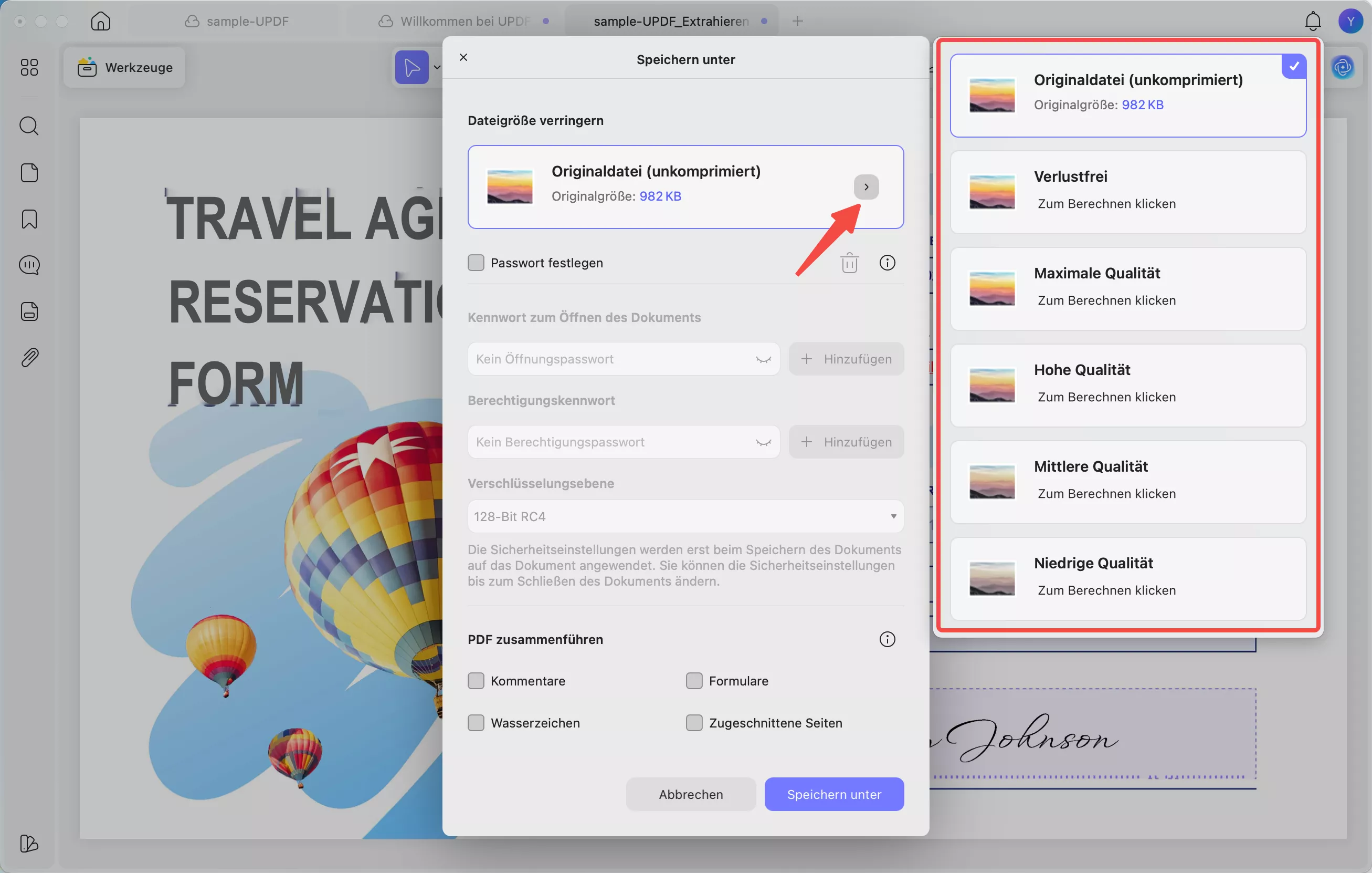 Dateigröße bei der Aktualisierung komprimieren