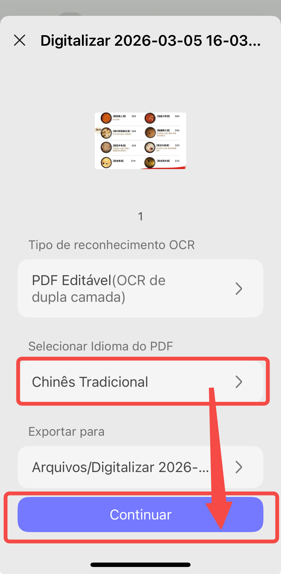 OCR de PDF com imagem chinesa usando o UPDF no Android