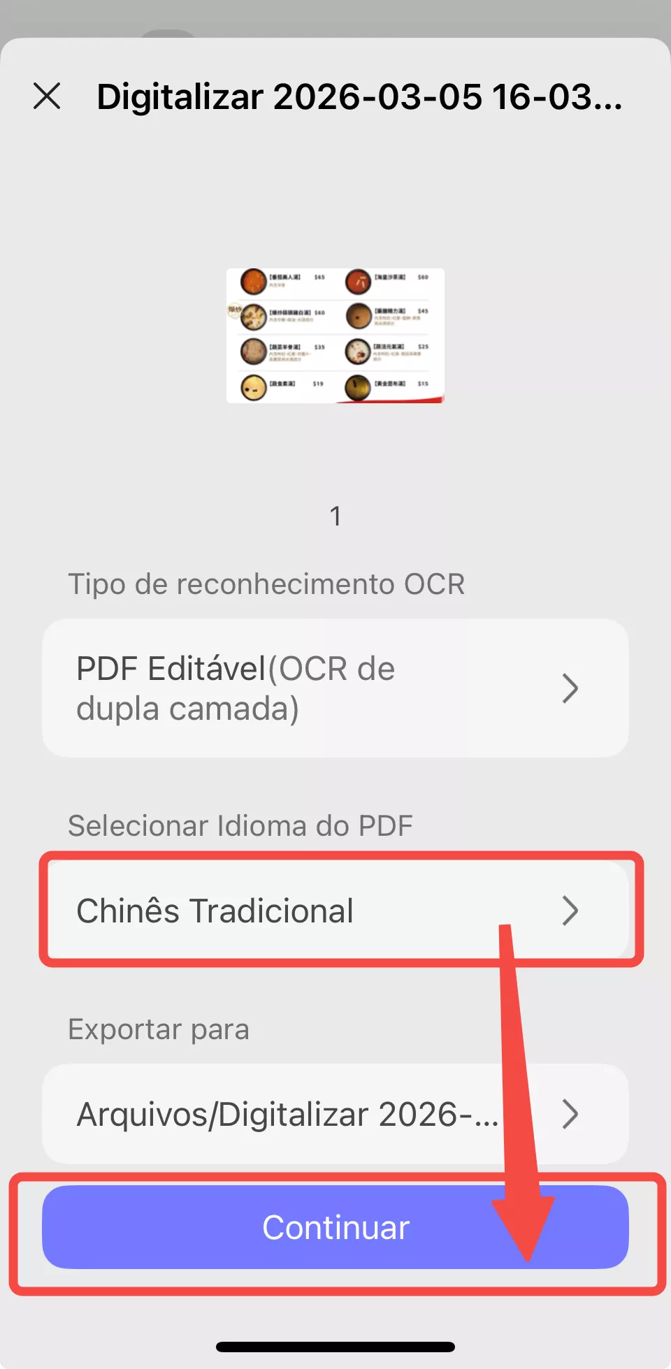 OCR de PDF com imagem chinesa usando o UPDF no Android
