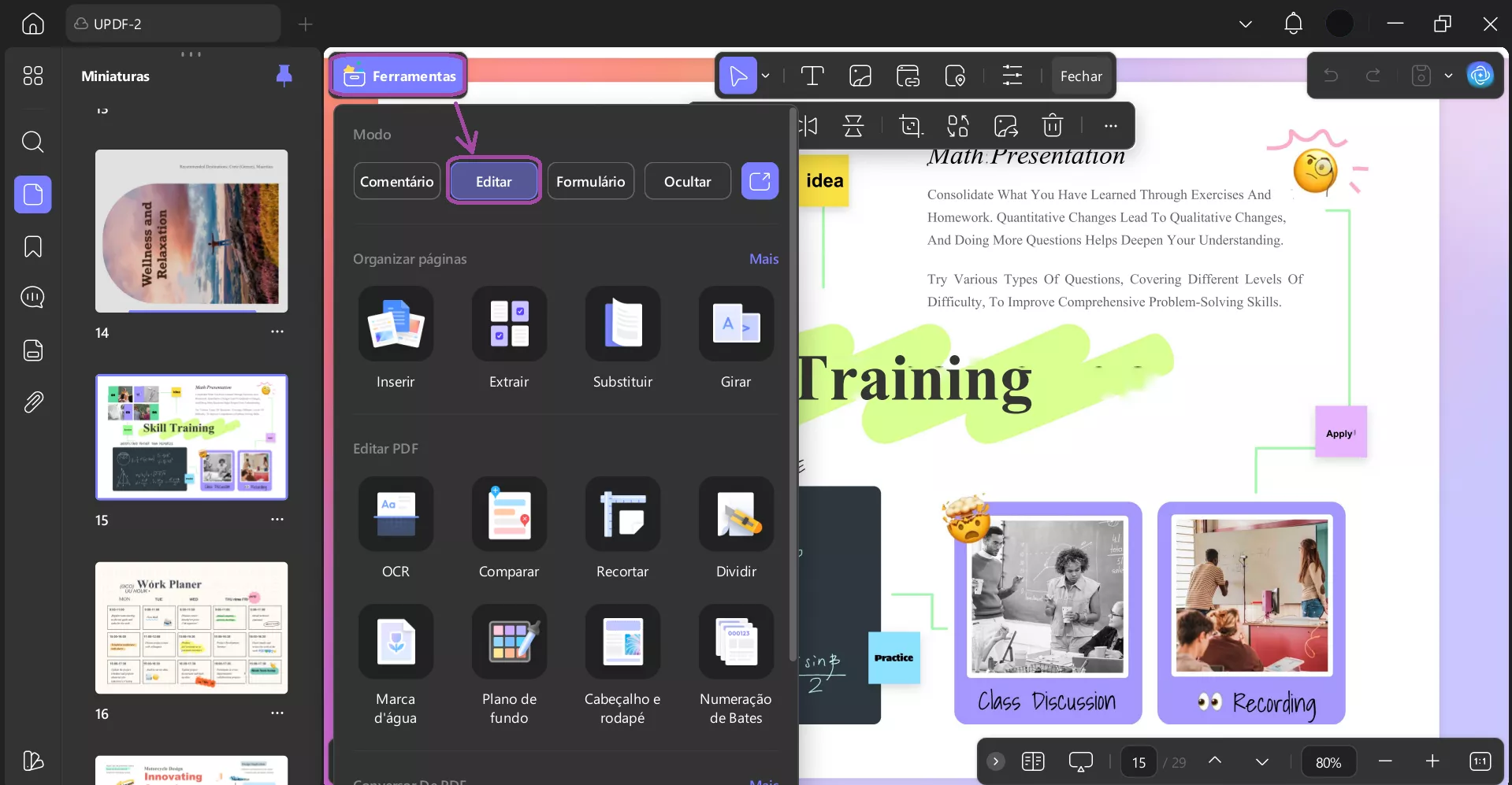 fazer alterações no texto com o UPDF