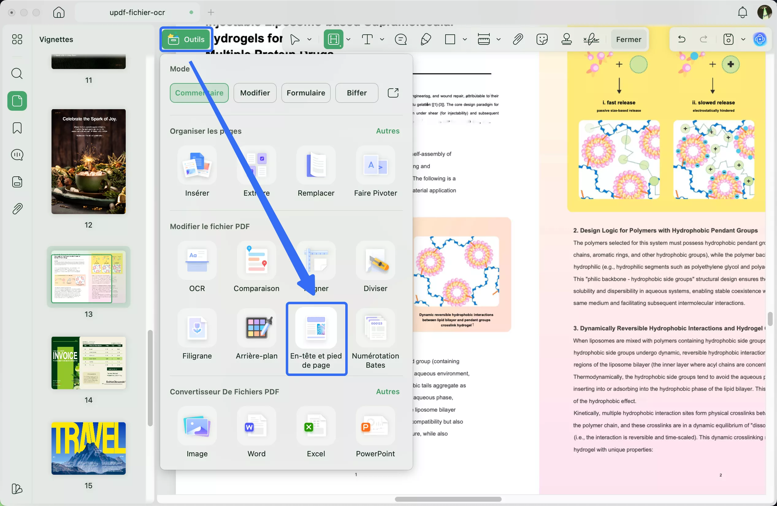 Imprimer un PDF avec numéro de page, en-tête et pied de page.