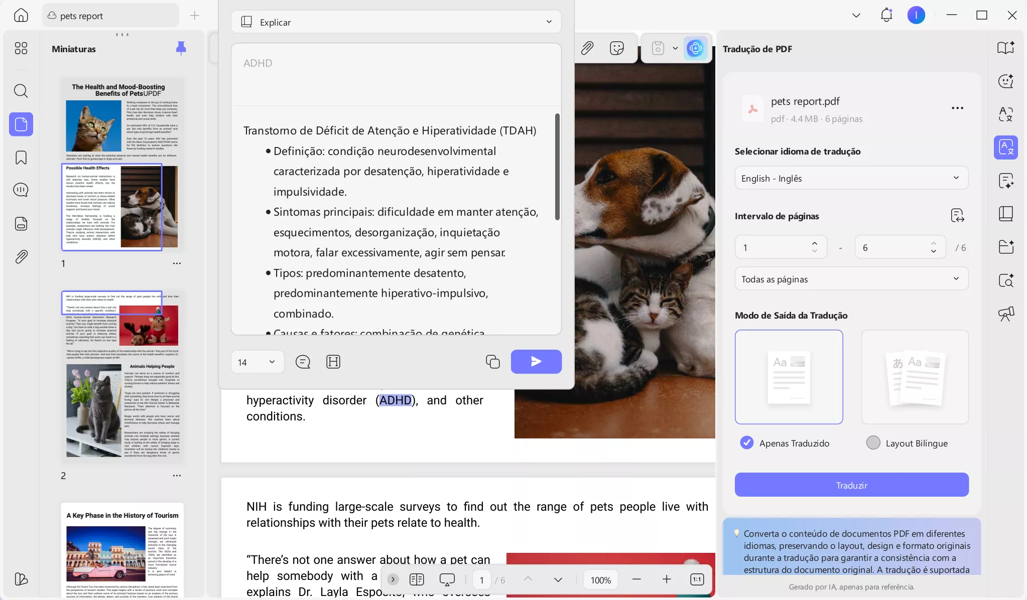 Ferramentas de IA para resumir ou traduzir o seu PDF