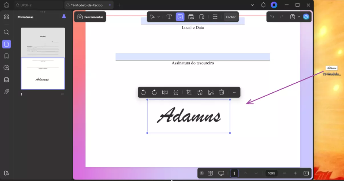 Soltar imagem extraída em novo PDF