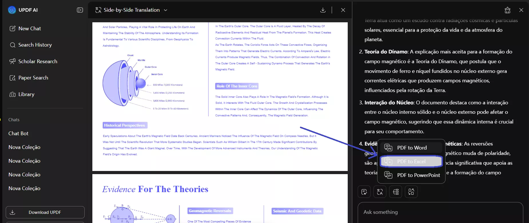 OCR de PDF para Excel online usando UPDF AI Online