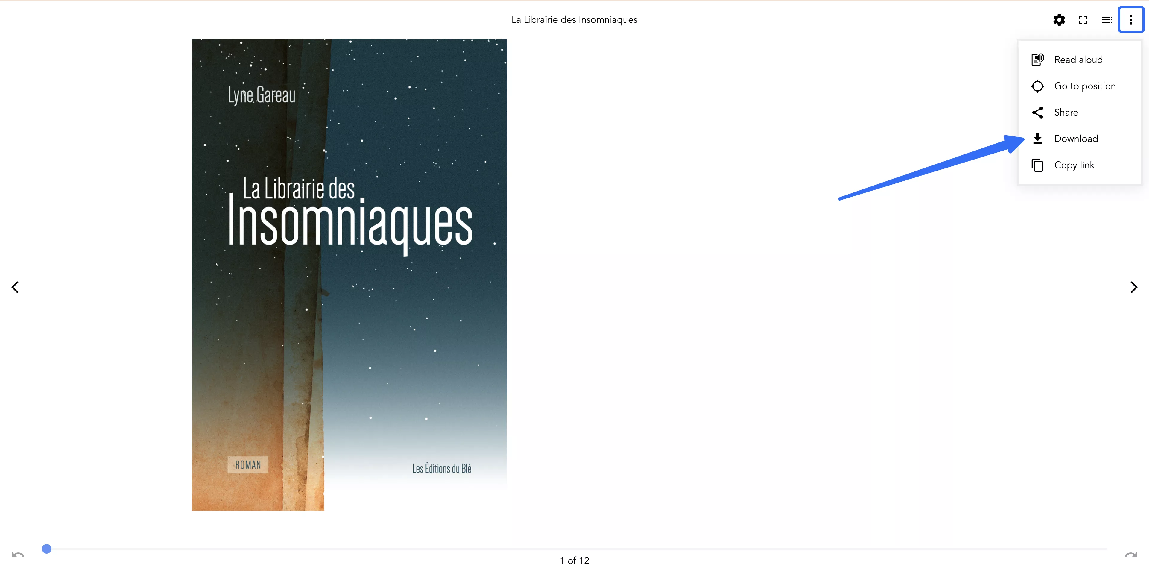 appuyez sur l'option de téléchargement