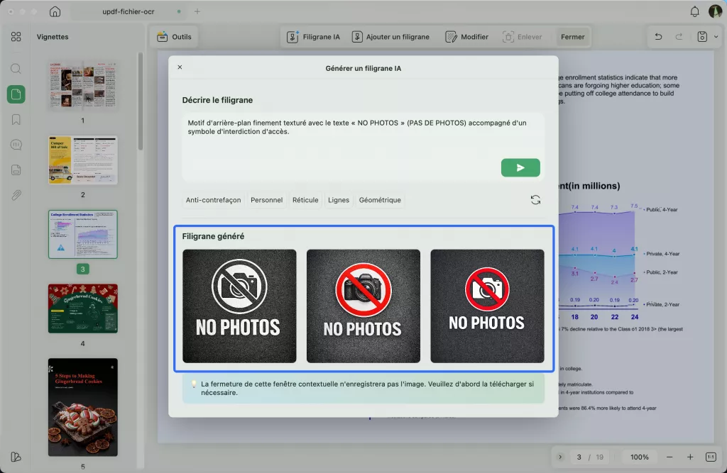 filigrane généré à partir de préréglages