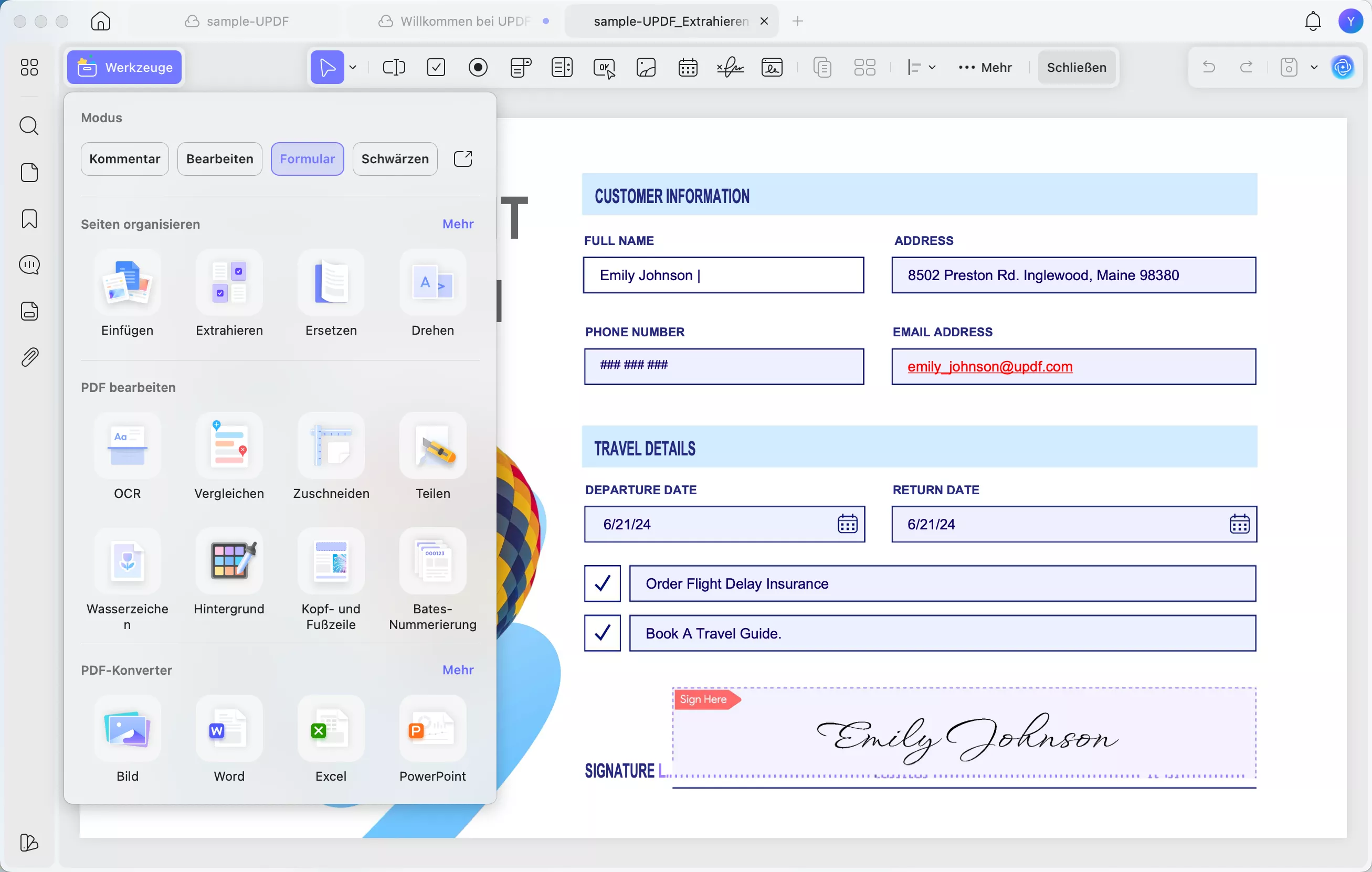 Wähle die Option „Formular“ unter „Werkzeuge“ aus