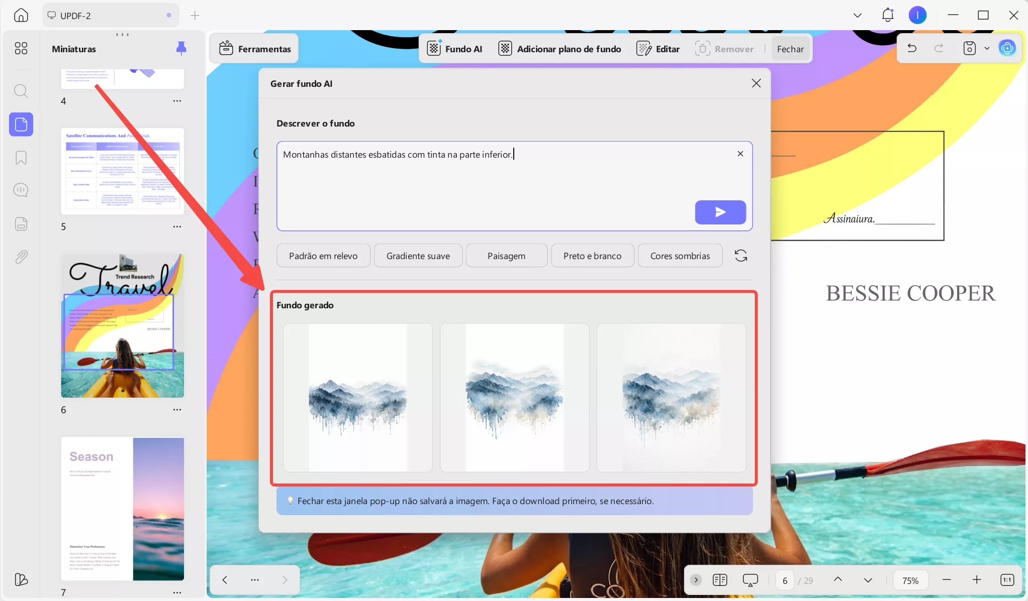 Fundo gerado a partir de predefinições
