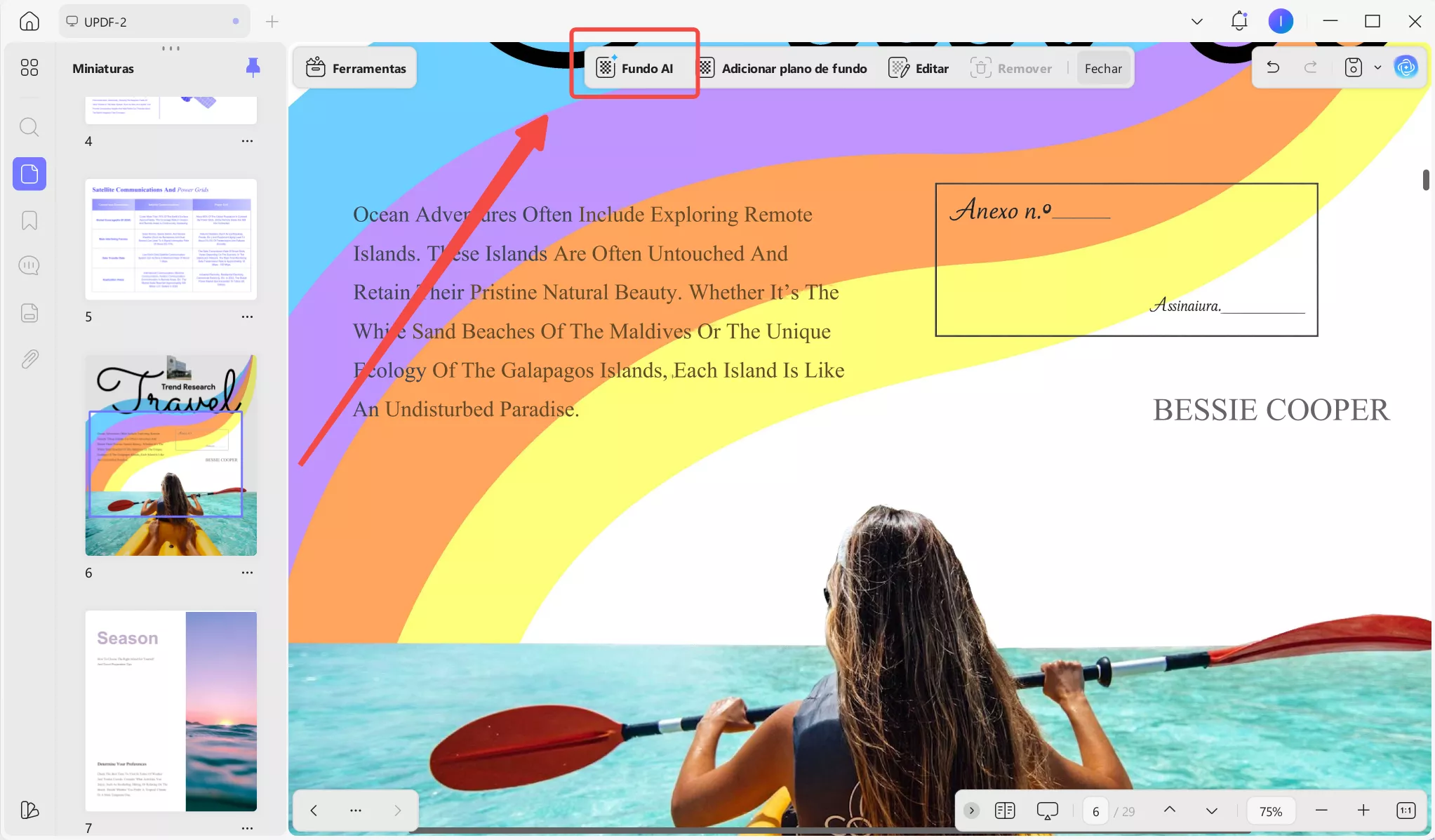 Clique em “Fundo AI”.