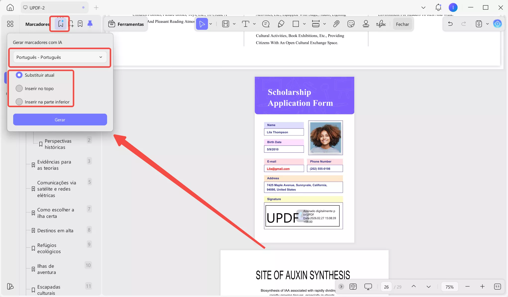 Gerar marcadores traduzidos