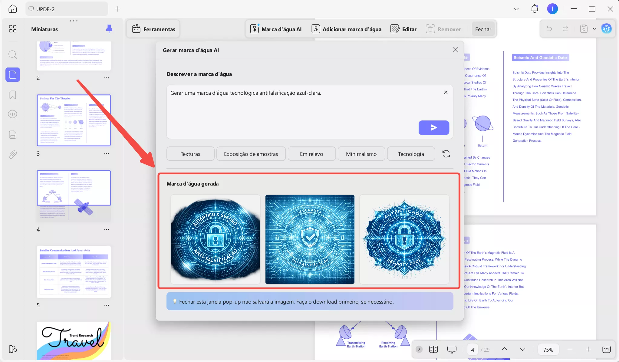 Marca d'água gerada