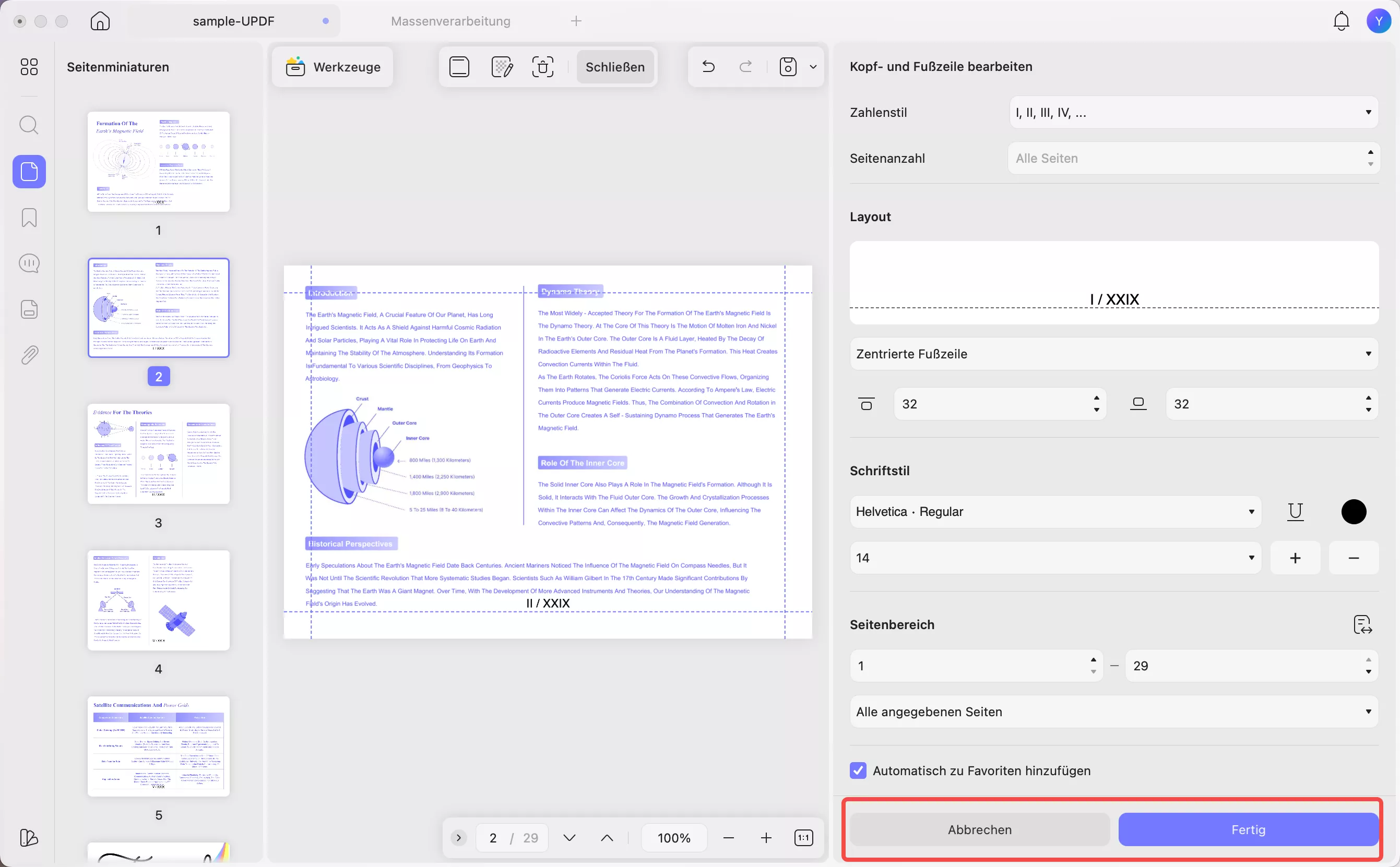 Wähle die Option „Fertig“ aus