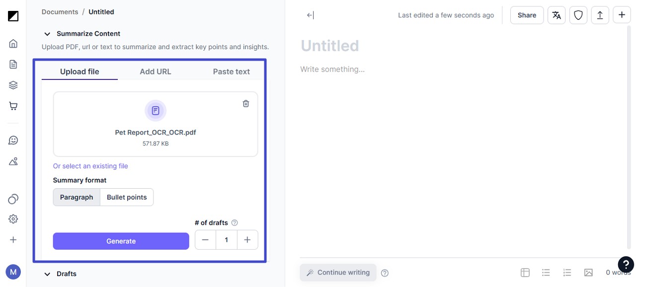 select summary format hit generate
