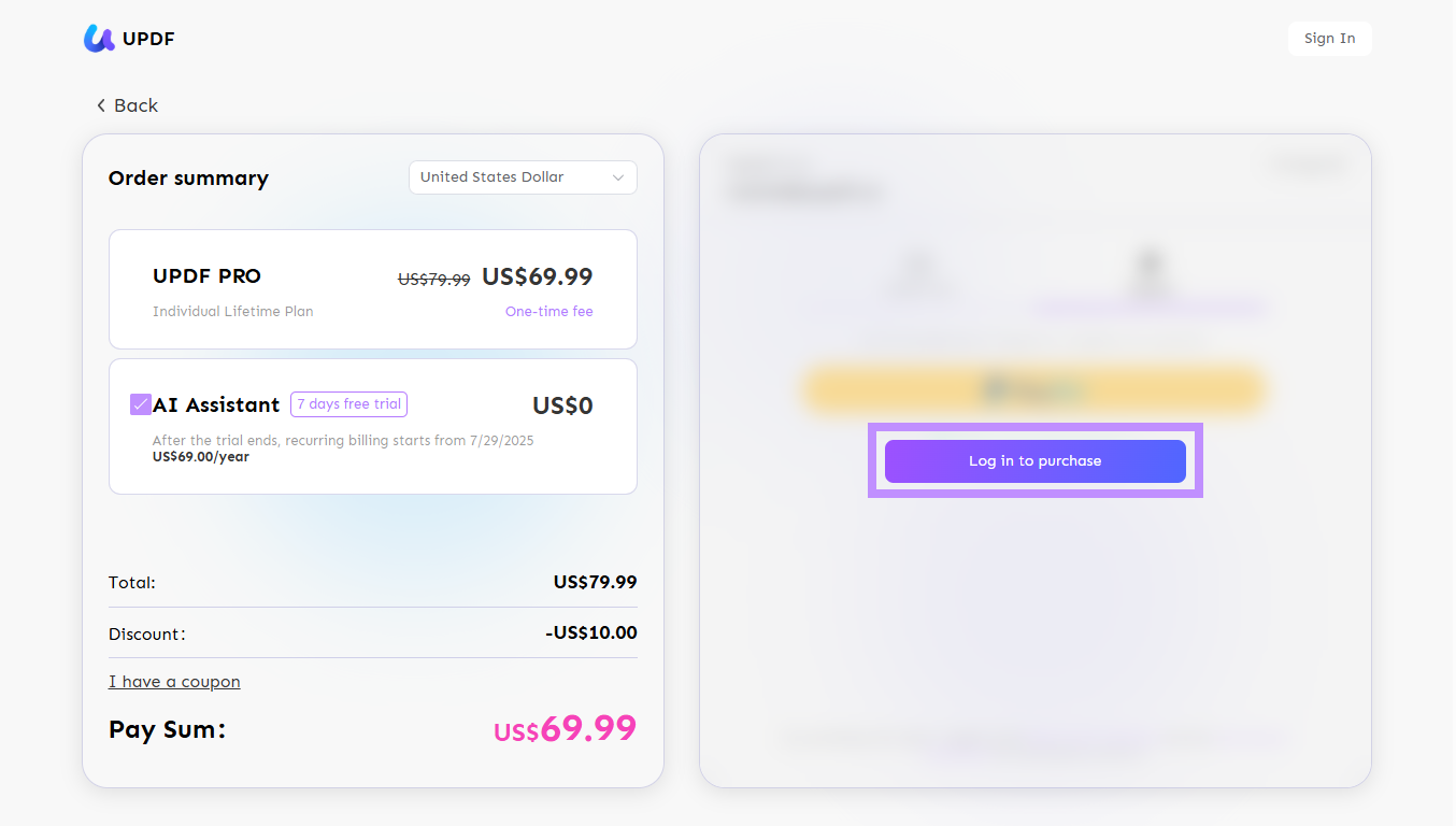 click log in to purchase updf