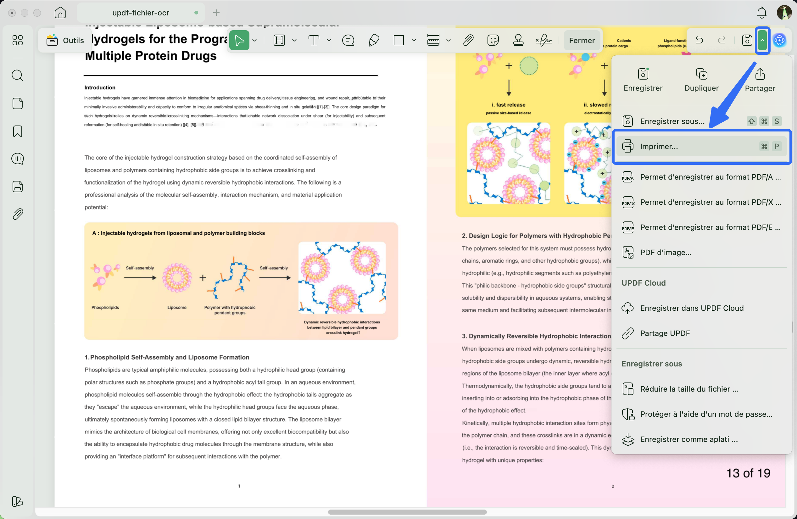 imprimer le fichier PDF avec numéro de page