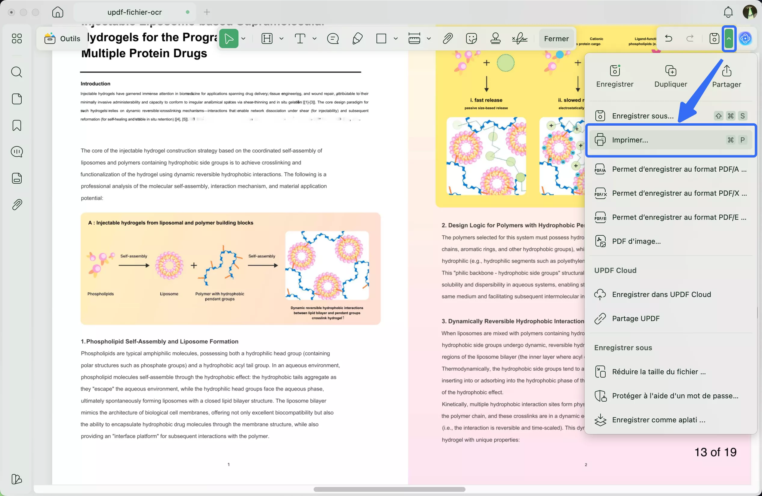 imprimer le fichier PDF avec numéro de page