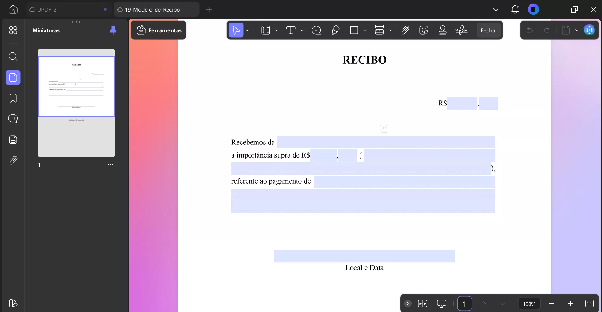 Verificar formulário preenchível em PDF no UPDF para Windows