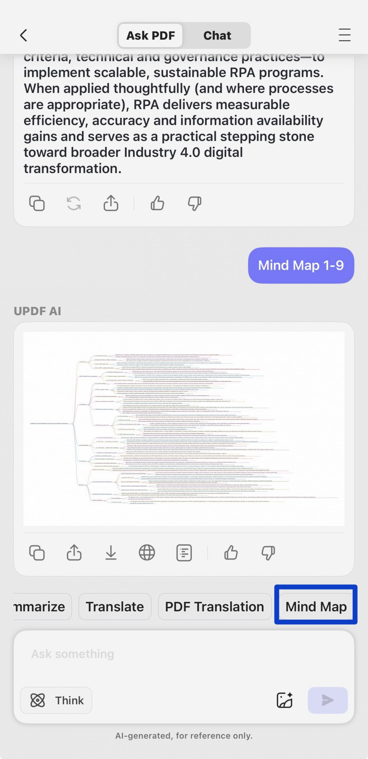 ios updf ai generate mind map