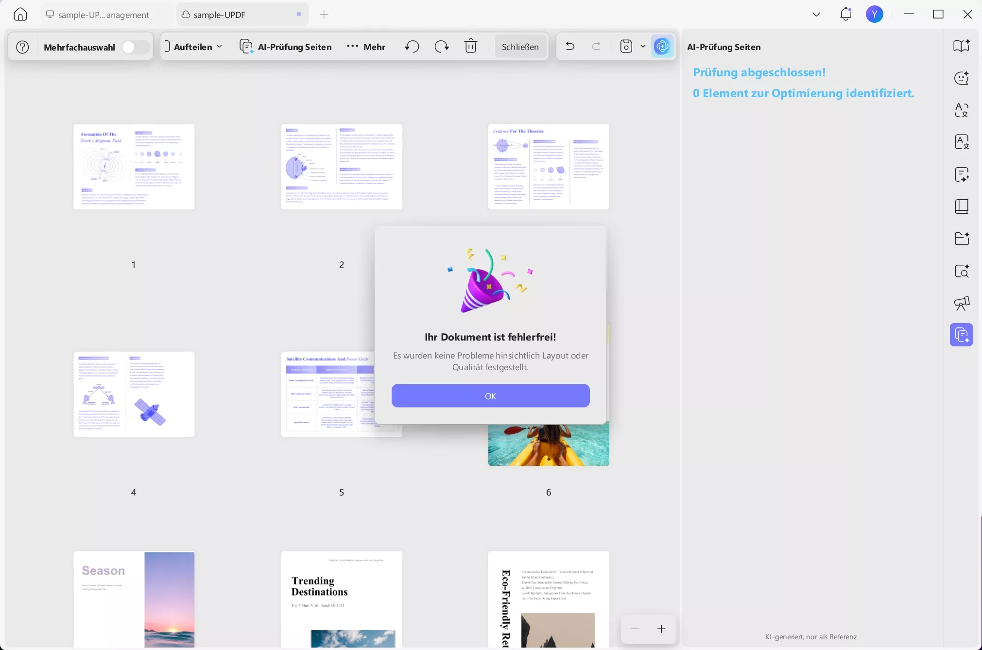 bestätigt, dass alle Probleme behoben sind
